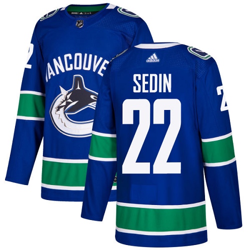 Men's Adidas Vancouver Canucks #22 Daniel Sedin Blue Stitched NHL Jersey